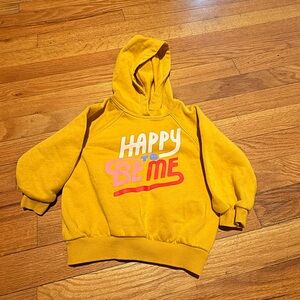 Old Navy Yellow "Happy Be Me" Kids Hooded Sweatshirt